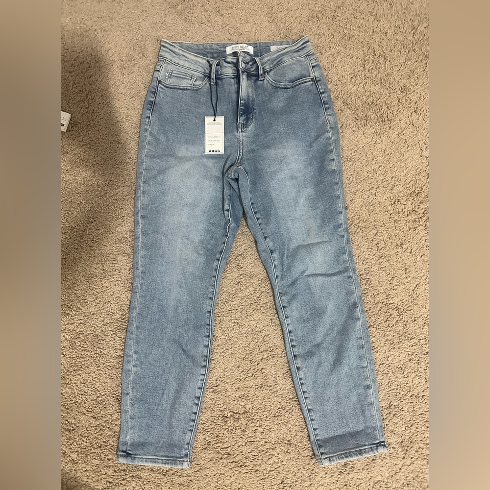 Light blue high rise slim fit jean